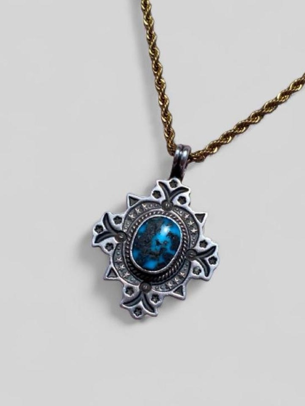 Bo Reeves Navajo Sterling Silver Turquoise Artist Signed Pendant Necklace